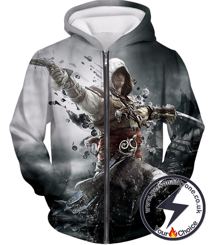 Assassin's Creed Black Flag Hero Edward James Kenway Cool Action Zip Up Hoodie